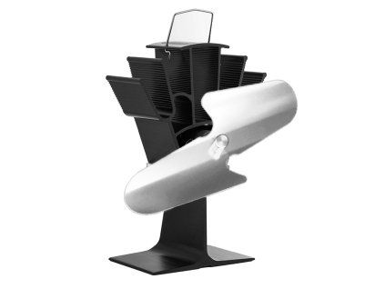 Dvoulopatkovy ventilator na kamna Flamingo, stribrny