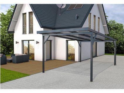 Přístřešek na auto Carport Premium PC, 3,094 x 5,62 m, antracit / bronz