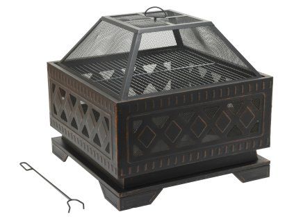 Zahradni ohniste Cattara Square Copper Patina s poklopem