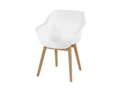 Jídelní židle Sophie Studio s teakovou podnoží, Royal White