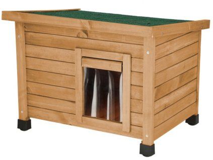 Dřevěná bouda pro kočky KERBL RUSTICA 57 x 45 x 43 cm  hnědá