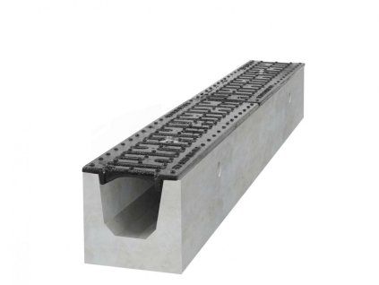 Betonový žlab B125 s litinovou mříží, d. 1000 x š. 130 x v. 160 mm