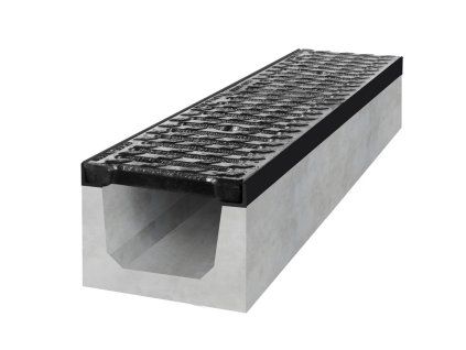 Betonový žlab D400 s litinovou mříží, d. 1000 x š. 200 x v. 200 mm